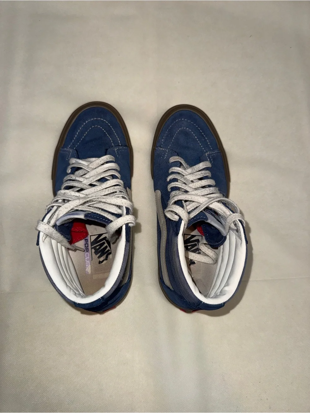 Vans Blue High-Top Sneakers with Brown Sole